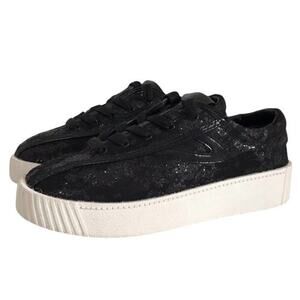 Tretorn sequin bold fierce camden texture sparkle black platform sneakers size 6